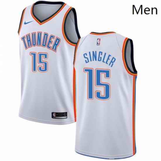 Mens Nike Oklahoma City Thunder 15 Kyle Singler Authentic White Home NBA Jersey Association Edition